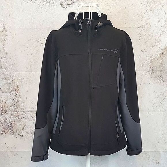 Free Country soft shell hooded jacket in black Women's Size M - Picture 1 of 10
